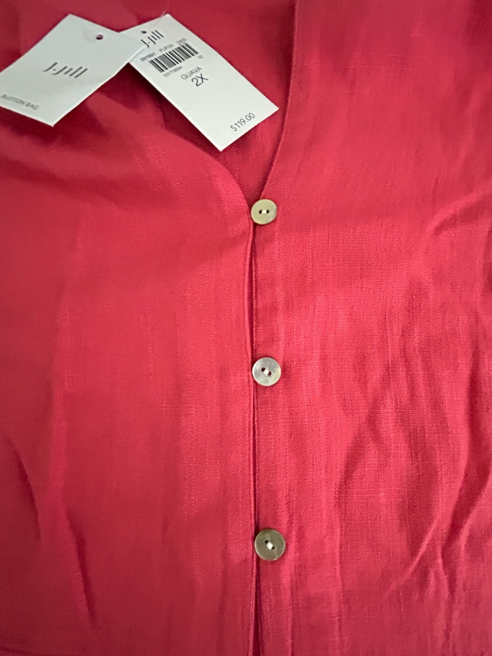 J. Jill Guava Linen Blend Dress 2X Coastal Boho Button Up Midi NWT - Picture 8 of 12